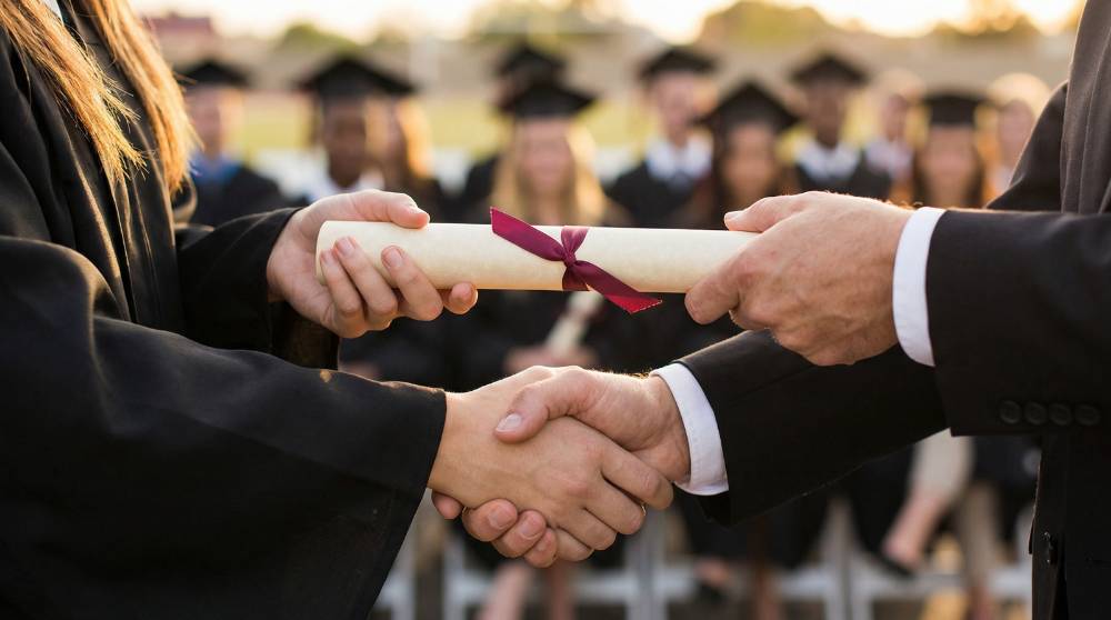 Student receiving a scholarship