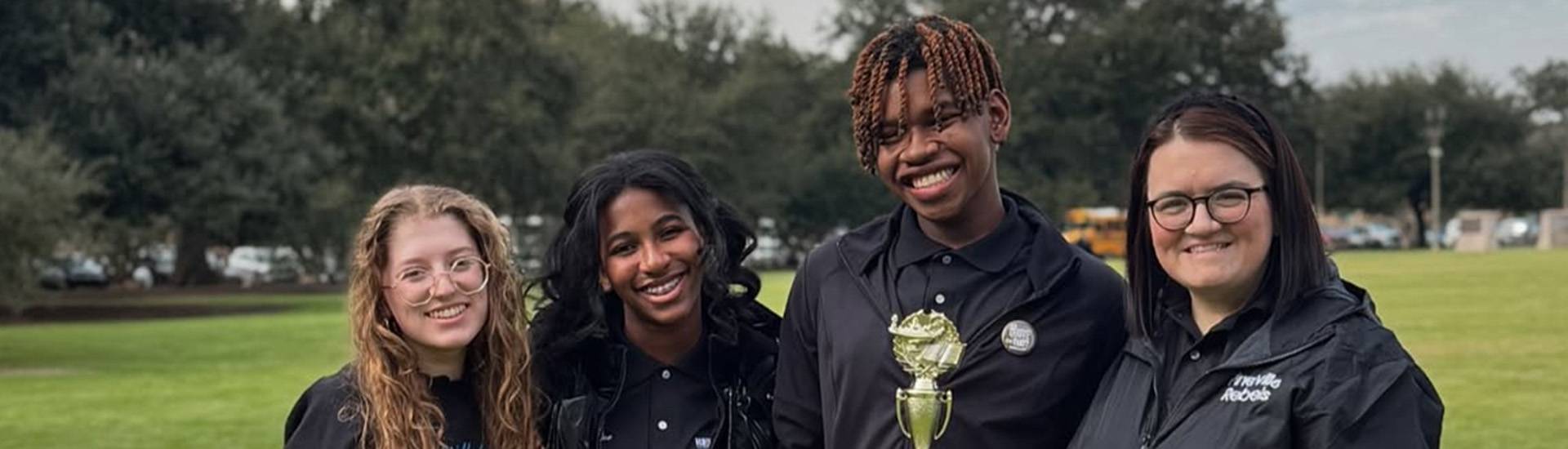 Students with award