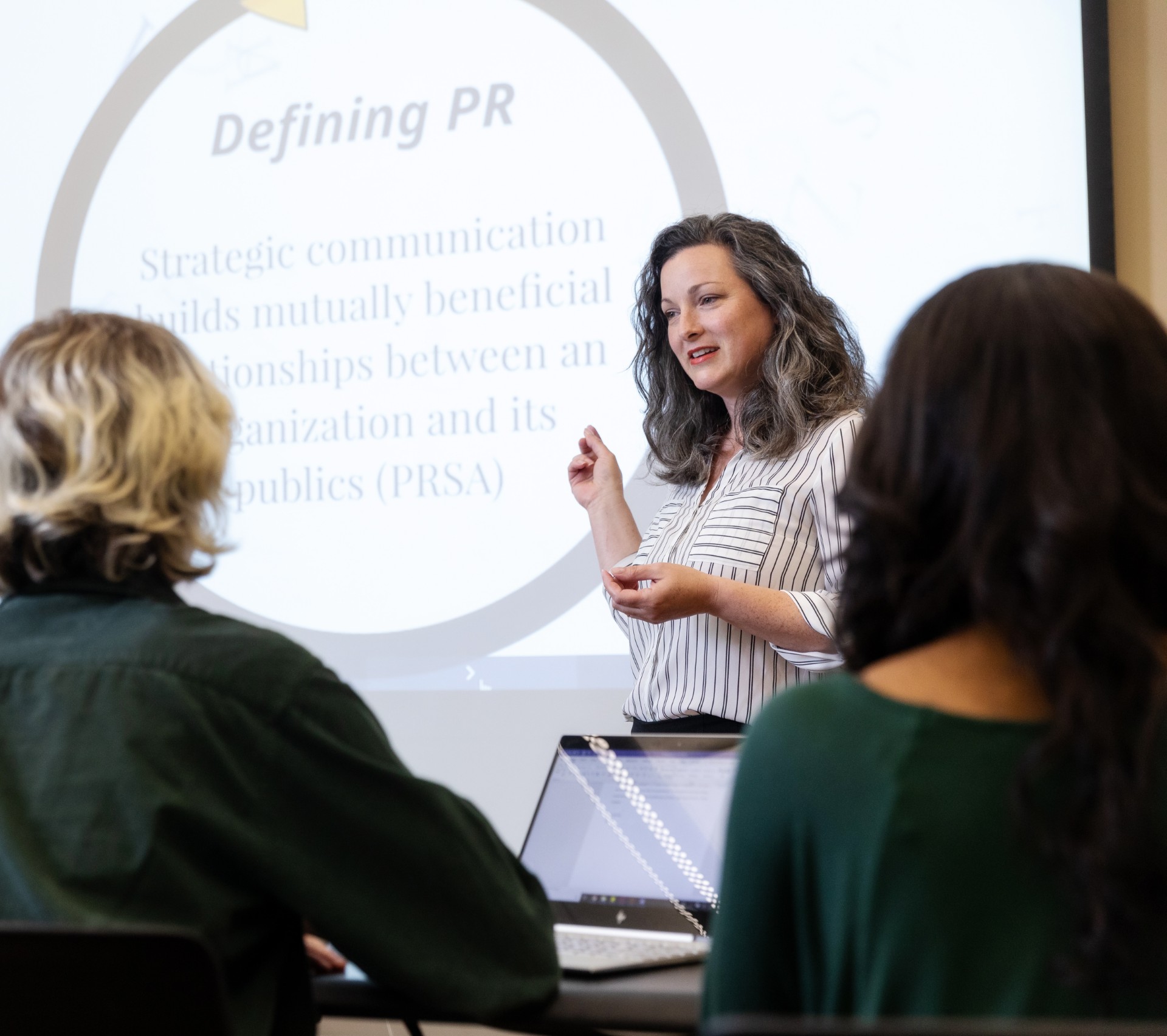 Political Communication teacher presenting