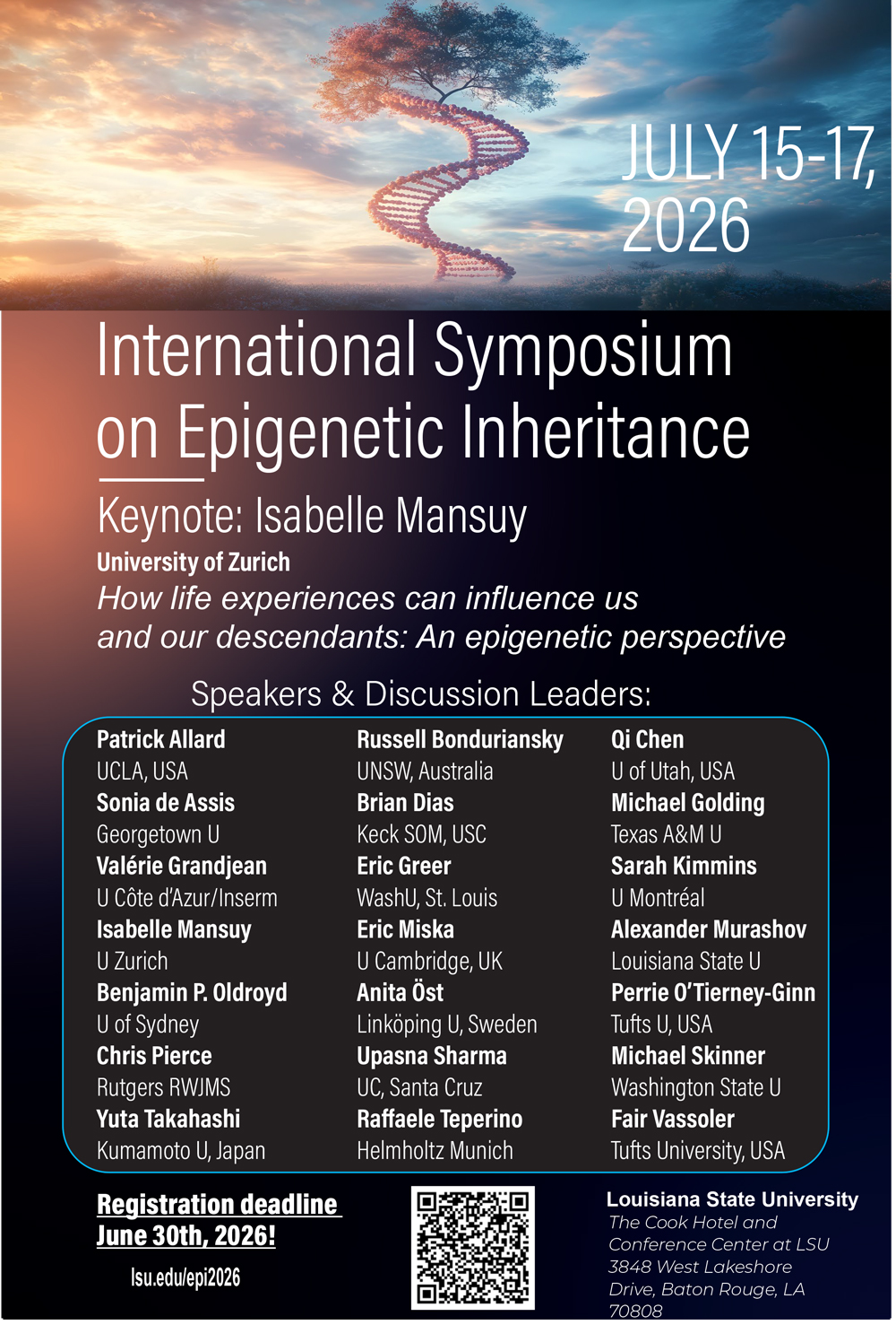 Epigenetic Inheritance Symposium speakers